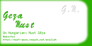 geza must business card